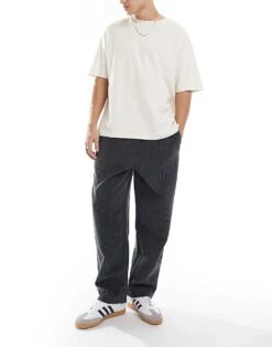 Pull&Bear Wide Leg Corduroy Trouser In Dark Grey For Men -Pull&Bear Sales 207631146 5