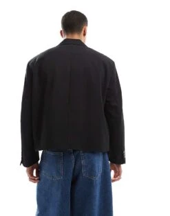 Pull&Bear Boxy Relaxed Tailored Blazer In Black For Men -Pull&Bear Sales 207782032 3