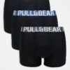 Pull&Bear 3 Pack Boxers With Contrast Coloured Waistband In Black, Blue And Grey For Men Multi
