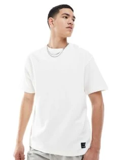 Pull&Bear Ribbed Boxy T-shirt In White For Men 11 Pull&Bear Ribbed Boxy T-shirt In White For Men -Pull&Bear Sales 207875869 1 white 1