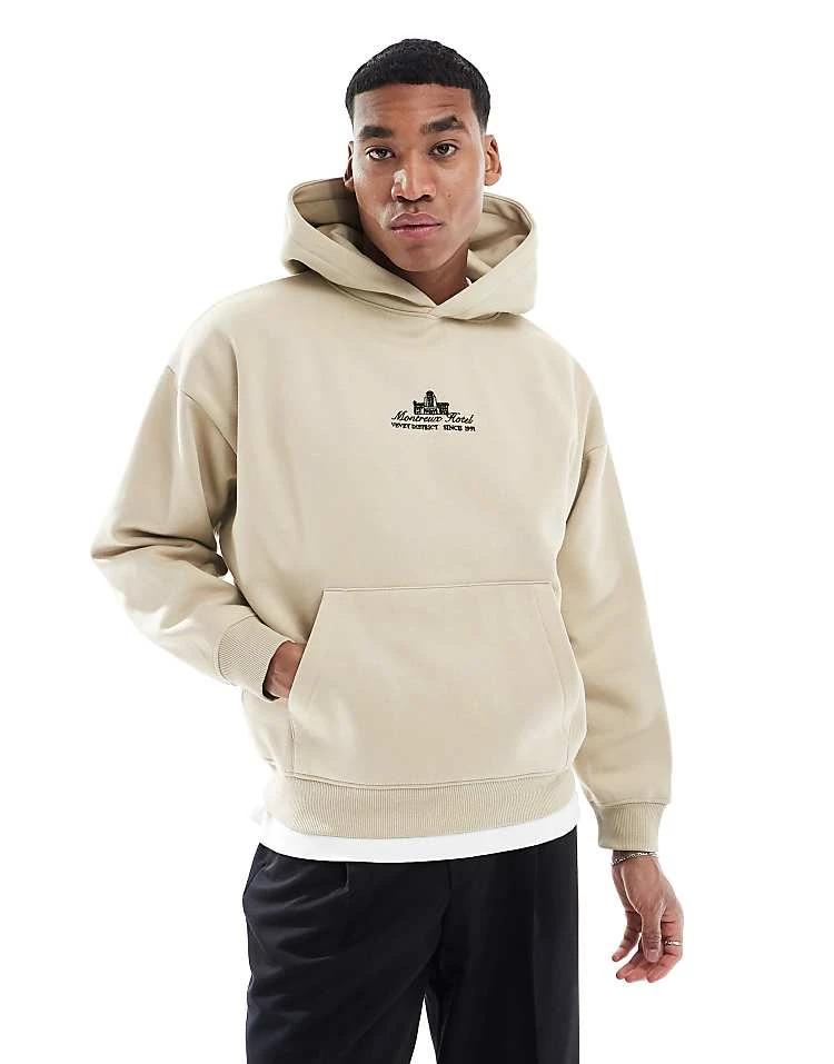 Pull&Bear Montreux Back Printed Hoodie In Beige For Men Neutral 7 Pull&Bear Montreux Back Printed Hoodie In Beige For Men Neutral - Image 5