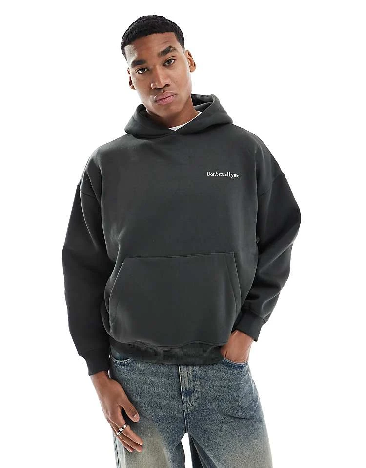 Pull&Bear Out Of Office Embroidered Hoodie In Dark Green For Men 3 Pull&Bear Out Of Office Embroidered Hoodie In Dark Green For Men