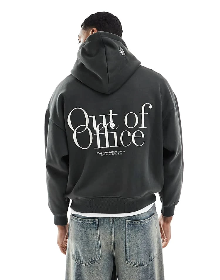 Pull&Bear Out Of Office Embroidered Hoodie In Dark Green For Men 4 Pull&Bear Out Of Office Embroidered Hoodie In Dark Green For Men - Image 2