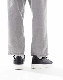 Pull&Bear Lace Up Contrast Sole Trainer In Black For Men -Pull&Bear Sales 207883679 5