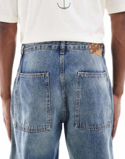 Pull&Bear Wide Leg Washed Co-ord Jeans In Mid Blue For Men -Pull&Bear Sales 207956416 4