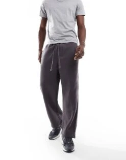 Pull&Bear Heavyweight Wide Leg Joggers In Charcoal For Men 11 Pull&Bear Heavyweight Wide Leg Joggers In Charcoal For Men -Pull&Bear Sales 207956436 4