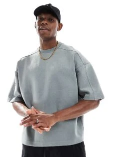 Pull&Bear Heavy Weight T-shirt In Grey Marl For Men