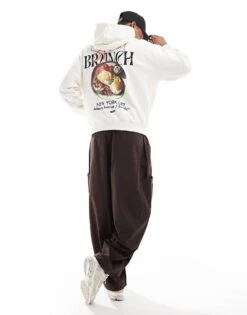 Pull&Bear STWD Brunch Hoodie In White For Men -Pull&Bear Sales 207956456 3