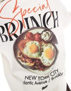 Pull&Bear STWD Brunch Hoodie In White For Men -Pull&Bear Sales 207956456 4