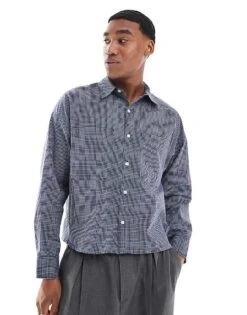 Pull&Bear Checked Long Sleeve Shirt In Blue For Men -Pull&Bear Sales 208004834 1 blue 1
