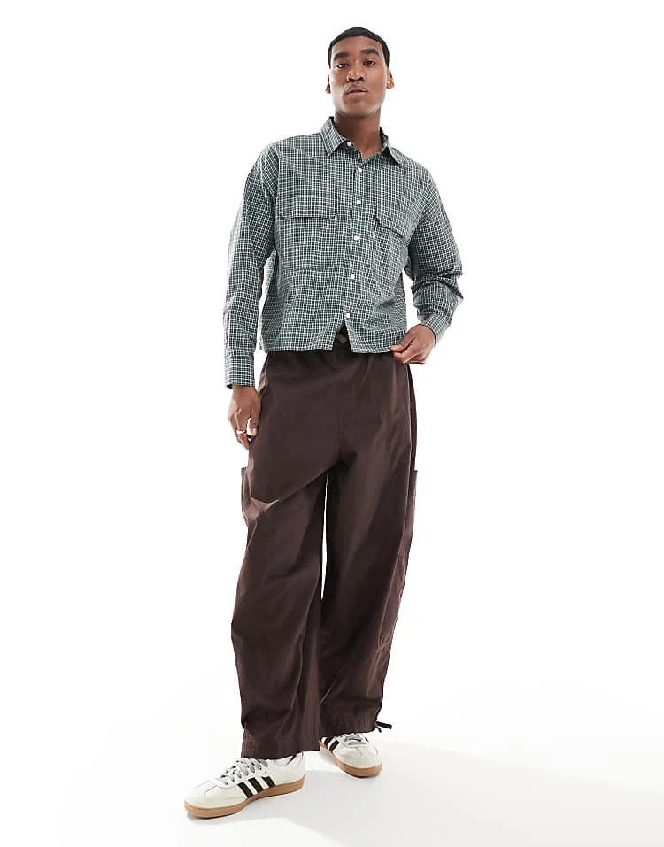 Pull&Bear Checked Long Sleeve Shirt In Green For Men 4 Pull&Bear Checked Long Sleeve Shirt In Green For Men - Image 2