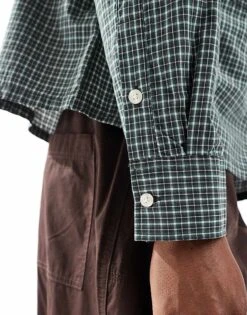 Pull&Bear Checked Long Sleeve Shirt In Green For Men 9 Pull&Bear Checked Long Sleeve Shirt In Green For Men -Pull&Bear Sales 208004840 3