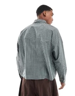 Pull&Bear Checked Long Sleeve Shirt In Green For Men 10 Pull&Bear Checked Long Sleeve Shirt In Green For Men -Pull&Bear Sales 208004840 4