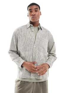 Pull&Bear Checked Long Sleeve Shirt In White And Black For Men -Pull&Bear Sales 208004846 1 white 1