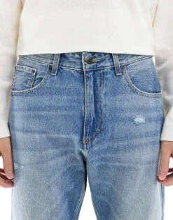 Pull&Bear Straight Vintage Fit Jean In Mid Blue For Men -Pull&Bear Sales 208004861 4