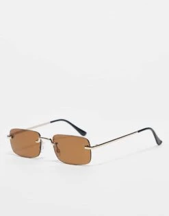 Pull&Bear Rectangle Sunglasses In Gold For Men -Pull&Bear Sales 208008112 1 gold 1