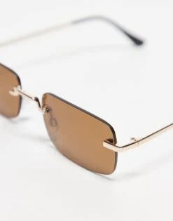 Pull&Bear Rectangle Sunglasses In Gold For Men -Pull&Bear Sales 208008112 3