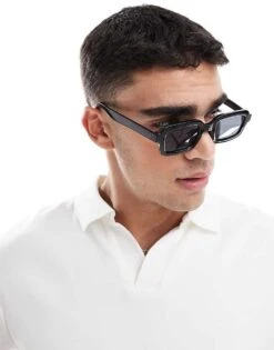 Pull&Bear Thick Frame Sunglasses In Black For Men