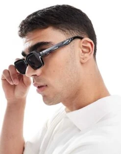 Pull&Bear Thick Frame Sunglasses In Black For Men -Pull&Bear Sales 208008115 3