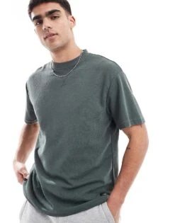 Pull&Bear Regular Fit Washed T-shirt In Light Blue For Men