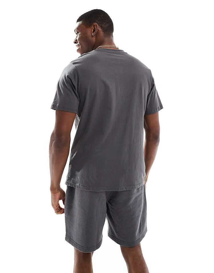 Pull&Bear Lounge T-shirt And Short Set In Dark Grey For Men 4 Pull&Bear Lounge T-shirt And Short Set In Dark Grey For Men - Image 2