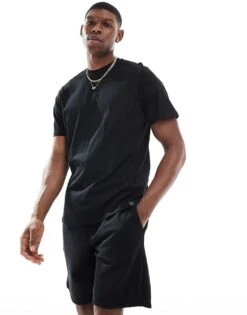 Pull&Bear Lounge T-shirt And Short Set In Black For Men