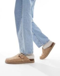 Pull&Bear Slide On Mules In Beige For Men Neutral -Pull&Bear Sales 208015629 3