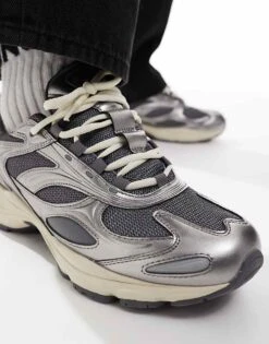 Pull&Bear Chunky Sole Trainer In Metallic Silver For Men -Pull&Bear Sales 208015643 3