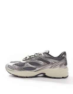 Pull&Bear Chunky Sole Trainer In Metallic Silver For Men -Pull&Bear Sales 208015643 4