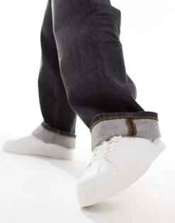 Pull&Bear Back Tab Beige Trainer In White For Men