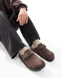 Pull&Bear Slide On Mules In Brown For Men -Pull&Bear Sales 208015688 1 brown 1