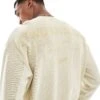 Pull&Bear STWD Knitted Jumper In Sand For Men Beige