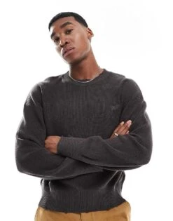 Pull&Bear STWD Knitted Jumper In Charcoal For Men 9 Pull&Bear STWD Knitted Jumper In Charcoal For Men -Pull&Bear Sales 208031914 3