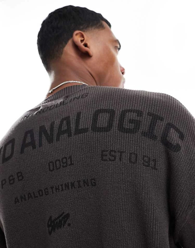 Pull&Bear STWD Knitted Jumper In Charcoal For Men 6 Pull&Bear STWD Knitted Jumper In Charcoal For Men - Image 4