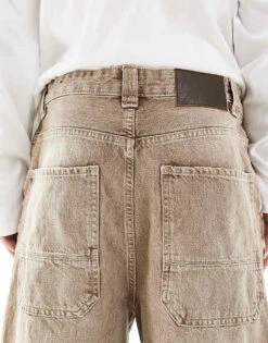 Pull&Bear Skater Fit Jean In Heavy Washed Brown For Men -Pull&Bear Sales 208034556 4