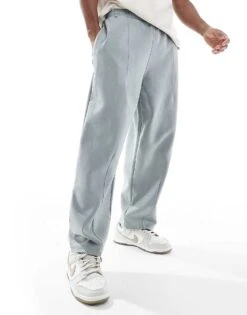 Pull&Bear Washed Wide Leg Joggers In Grey For Men