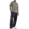 Pull&Bear Washed Wide Leg Joggers In Charcoal For Men Grey -Pull&Bear Sales 208044307 1 grey