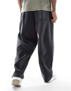 Pull&Bear Washed Wide Leg Joggers In Charcoal For Men Grey -Pull&Bear Sales 208044307 3