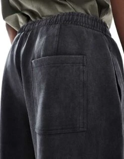 Pull&Bear Washed Wide Leg Joggers In Charcoal For Men Grey -Pull&Bear Sales 208044307 4