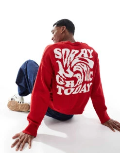 Pull&Bear STWD Knitted Jumper In Red For Men -Pull&Bear Sales 208046064 1 red 1