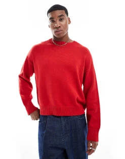 Pull&Bear STWD Knitted Jumper In Red For Men -Pull&Bear Sales 208046064 3