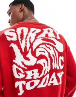 Pull&Bear STWD Knitted Jumper In Red For Men -Pull&Bear Sales 208046064 4