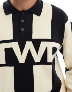 Pull&Bear Knitted Stripe STWD Polo In Black For Men -Pull&Bear Sales 208046077 3