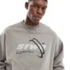 Pull&Bear STWD Sweatshirt In Light Grey For Men