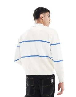 Pull&Bear Knitted Retro Polo In Ecru For Men Neutral -Pull&Bear Sales 208046092 4