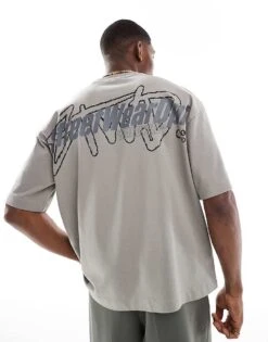 Pull&Bear STWD T-shirt In Washed Grey For Men