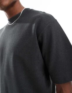 Pull&Bear Heavy Weight Plush T-shirt In Grey For Men -Pull&Bear Sales 208046121 4