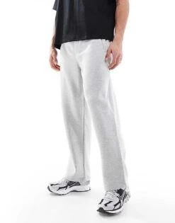 Pull&Bear Wide Leg Brushed Jogger In Light Grey For Men -Pull&Bear Sales 208075152 5