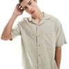 Pull&Bear Rustic Self Check Shirt In Green For Men -Pull&Bear Sales 208086380 1 green