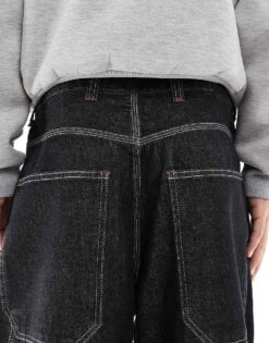 Pull&Bear Super Baggy Fit Roll Up Jeans In Black For Men -Pull&Bear Sales 208086450 4